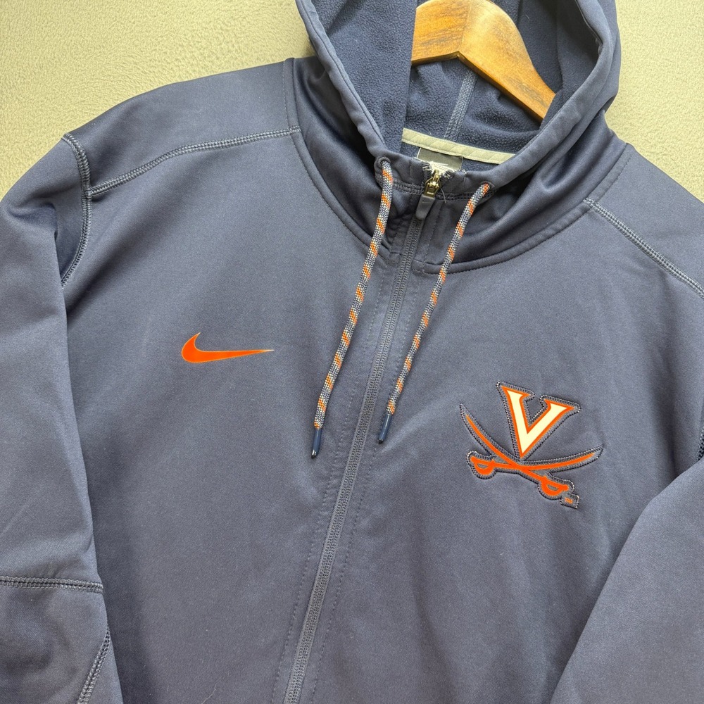 Nike Virginia Cavaliers Full Zip Hoodie Mens XXL Navy/Orange Therma-FIT